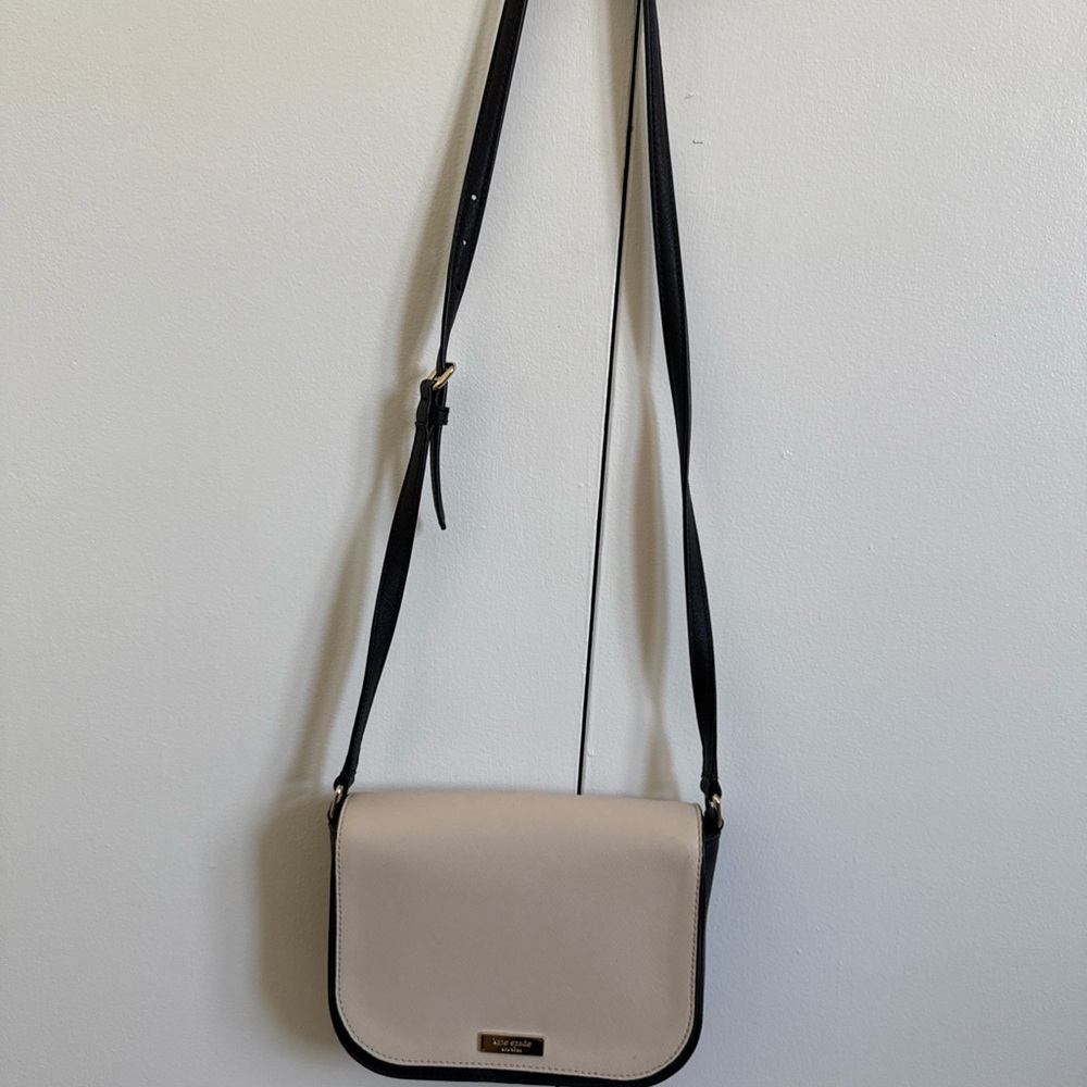 Kate Spade Cream and Black Minimalist Crossbody Bag